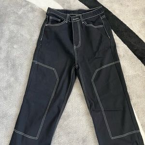 Black Denim Pants with white stitching detail